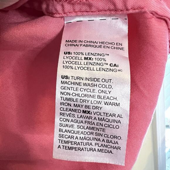 Chico's Shirt Women's 12 Pink Frayed Trim Roll-Tab Long Sleeve Button Up Blouse - Picture 8 of 10